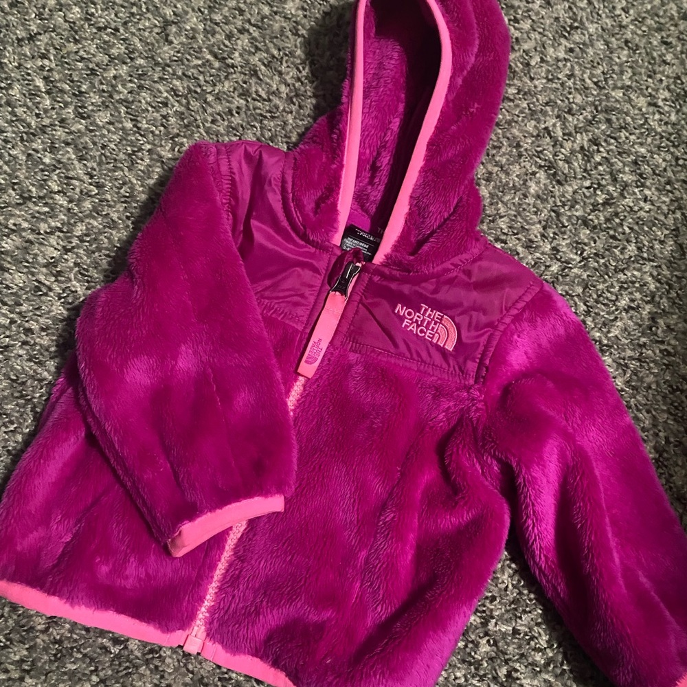 New northface baby girl full zip  hodie hot pink size 3_6 month .